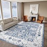 IKALIFE Blue Rugs Living Room - 120x170 cm Machine Washable Soft Short Pile Non-Slip Vintage Area Rugs for Bedroom Dining Room Office Lounge, Traditional Non-Shedding Floor Carpet