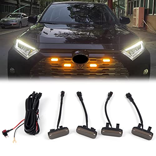 Image of HIGH FLYING for Toyota RAV4 2019-2025 Car Accessories Front Center Grille Insert LED Lights ABS 4pcs Smoked Lense (Not Suitable For Prime & Adventure)