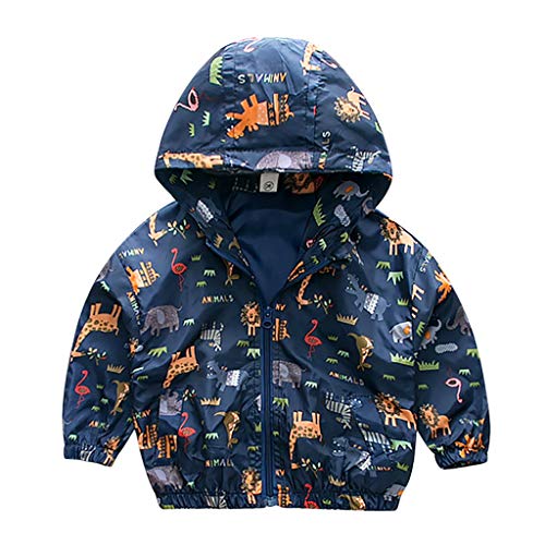 Toddler Baby Boys Girls Jacket Long Sleeve Windproof Coats Zip Up Trench Windbreaker (Navy, 2-3 Years)