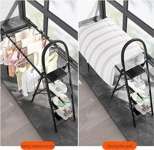 Portable Folding Drying Rack for Clothes, Collapsible Ladder-Style Aluminum Alloy Clothes Drying Stand（A,1.3M）