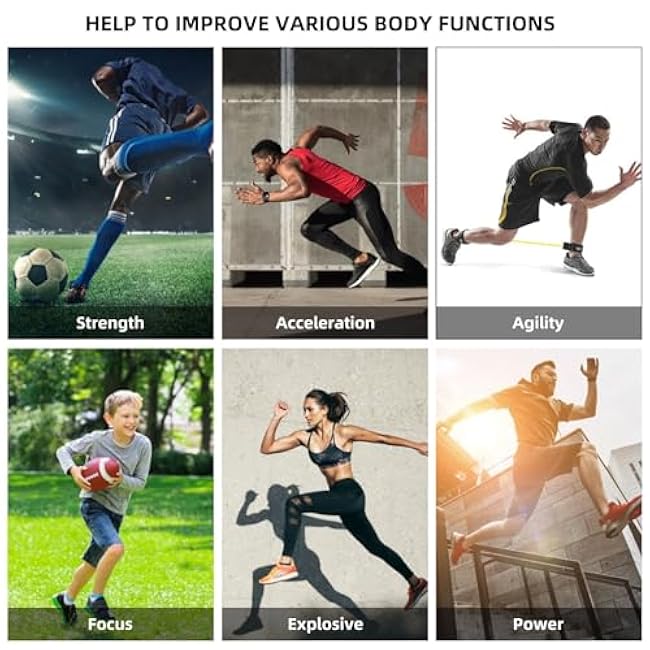 Speed Training Equipment, Resistance Bungee Band Multi-Sport Exercise Set Improve Focus Explosive Agility Power Strength Vertical Jumping Basketball Tennis Football Volleyball