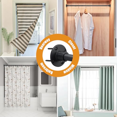 Image of Closet Rods for Hanging Clothes 24-33 Inch Expandable Closet Rods, 1 Inch Diameter Adjustable Heavy Duty Closet Rod Wall-Mounted Fixed Shower Curtain Rod for Wardrobes Closet Laundry, Matte Black