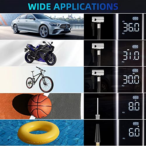 Zxzyhfty Tire Inflator Portable Air Compressor, Cordless Super Fast Inflate Air Pump For Car Tires 10 Seconds To Fully Charge, Fast Inflate Small Tire Pump With Led Light For Car Bike Motor Ball #TOP1