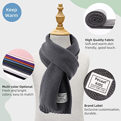 Image of PESAAT Kids Winter Infinity Scarf Knit Cotton Toddler Boy Girls Scarves