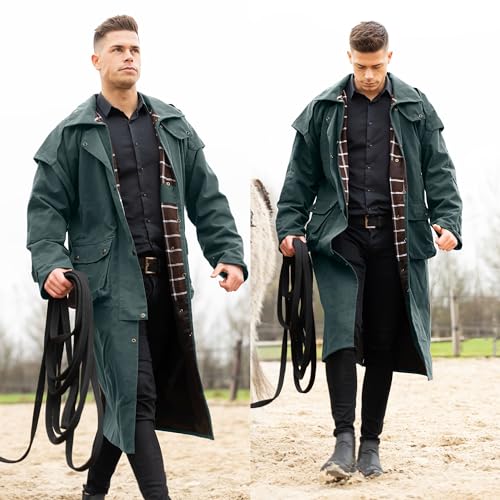 Image of RESISTANCE Premium Oilskin Duster Coat Waterproof Cotton Unisex Cowboy Cowgirl Western Workwear