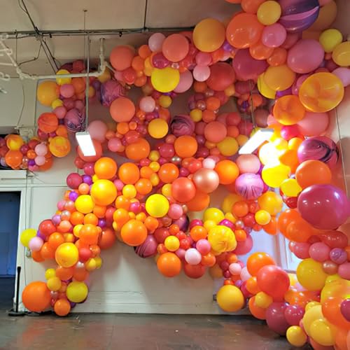 Image of PartyWoo Yellow Balloon Garland, 100 pcs Orange Yellow Balloons Different Sizes Pack of 36 Inch 18 Inch 12 Inch 10 Inch 5 Inch for Balloon Garland Arch as Party Decorations, Birthday Decorations