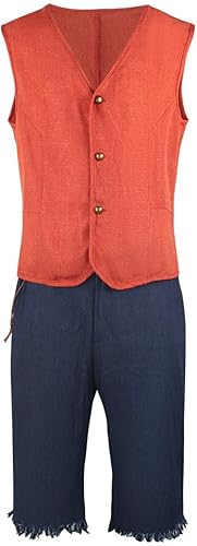 Miniatura 7 de 2023 Movie Costumes Halloween Luffy Cosplay Costume Monkey D Luffy Classic Costume with Straw Hat