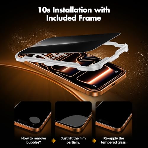 UNBREAKcable Privacy Screen Protector for iPhone 17 Pro Max, Full Coverage Tempered Glass [True 28°Anti Spy, 9H Hardness, Installation Frame] Private Screen for Apple 17 ProMax 6.9 inch-2 Pack by UNBREAKcable - Image 6