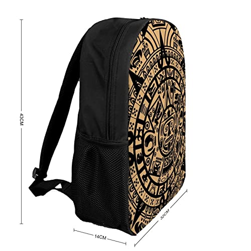 Aztec Maya Calendar Printed Backpack 17 Inch Shoulders Daypack Large Capacity Laptop Bag for Men Women2