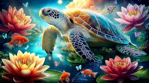 Puzzle imposible de 1000 piezas para ejercitar la mente con un bello paisaje de tortugas
