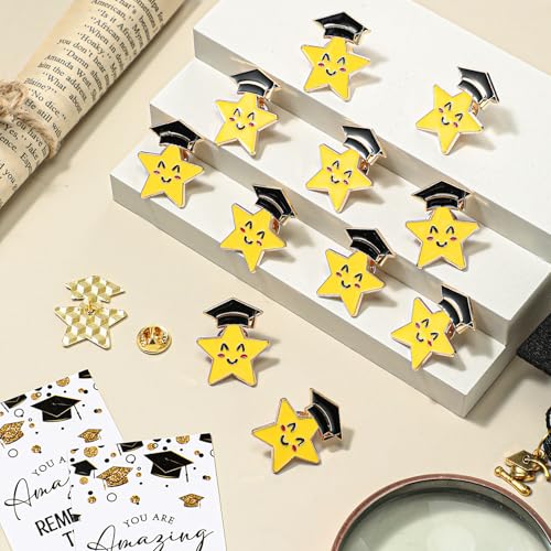 Image of Bucherry 90 Pcs Graduation Gifts Smile Lapel Pin Graduation Cap Pocket Token Inspirational Cards Organza Bag (Cute Style)