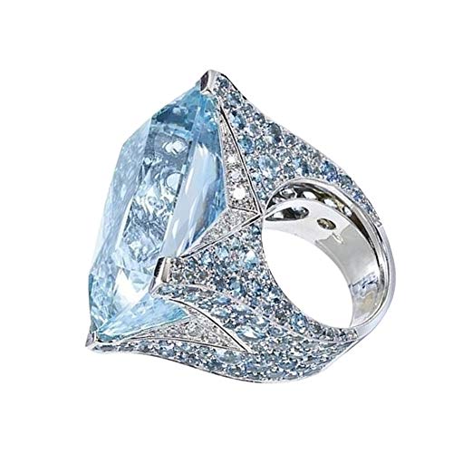 Exquisite Jewelry Ring Love Rings Sparkling Women Cubic Zirconia Ring Bride Wedding Engagement Party Jewelry Gift Wedding Band Best Gifts for Love with Valentine's Day - Blue US 74