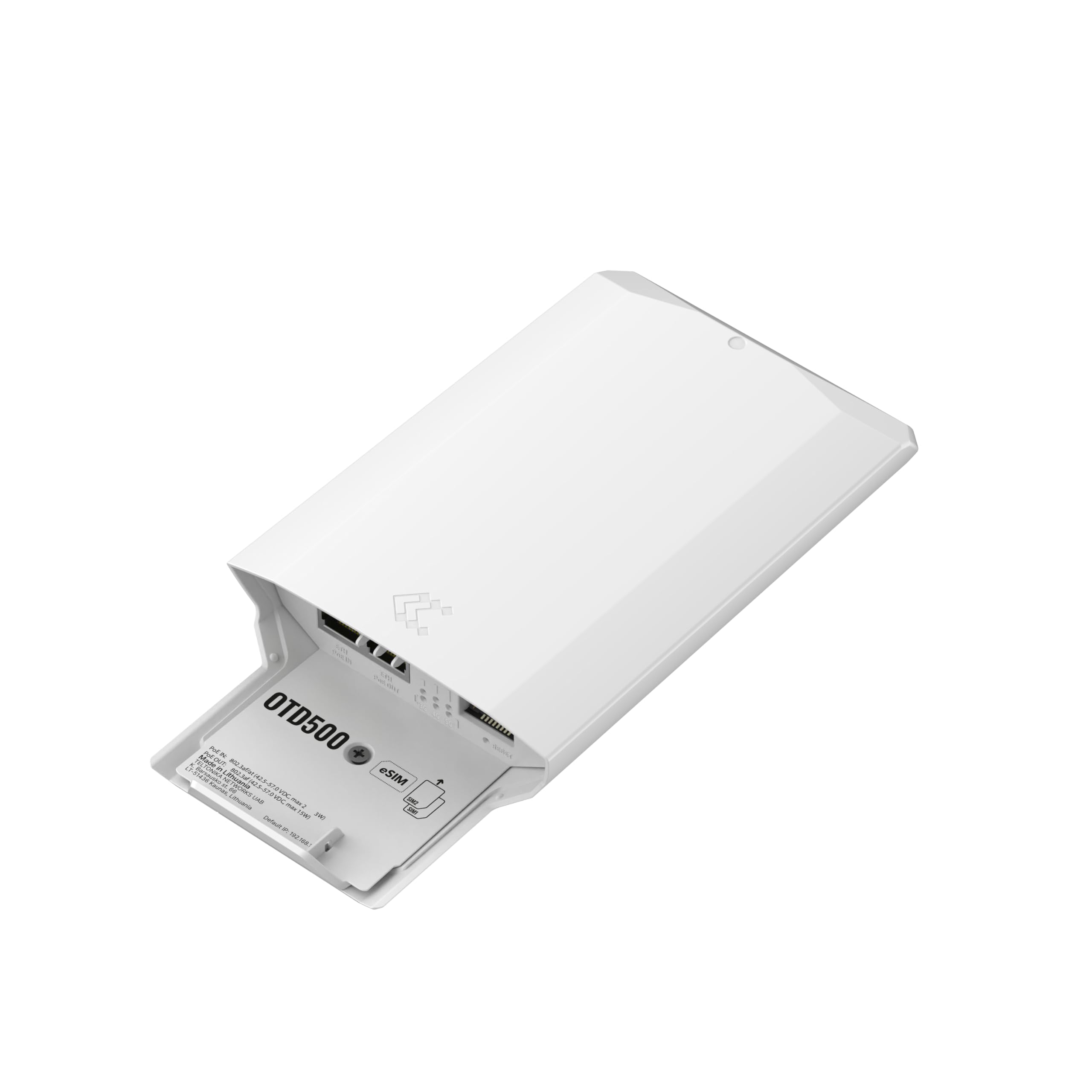 Teltonika Routeur extérieur OTD500 5G, 4G Cat 19, IP55, ports Ethernet Gigabit PoE, eSIM et double SIM, support VPN avancé, boîtier robuste