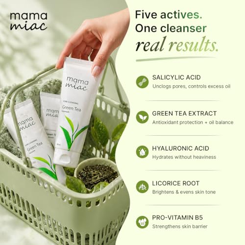 Image of MAMAMIAC Green Tea Deep Cleansing Face Wash - 100ml | For Oil Control, Bright & Clear Skin (Pack of 2)