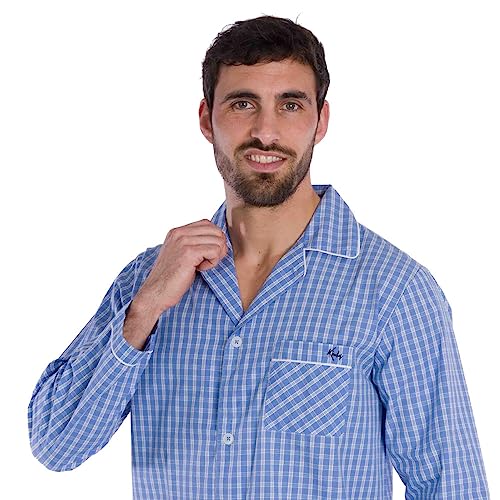 Kindy-Pyjama-Long-en-Popeline-Pur-Coton-Motif-Carreaux