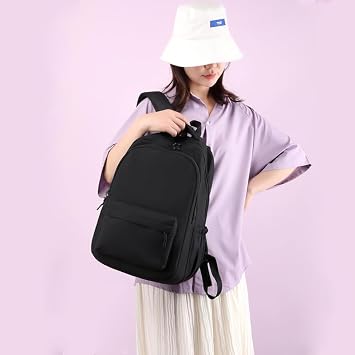 School Bag, School Backpack for Teens Girls, Back to School Backpack, Waterproof Casual Lightweight School Bag, High School Student Backpack, Women's Daily Travel Laptop Bag (Black)