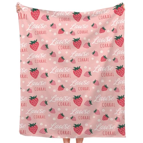 Atthadassi Strawberry Personalized Baby Blanket, Strawberry Name Custom Fruits Blanket, Personalized Gift, Custom Soft Flannel Blanket, Birthday Gift Idea 40