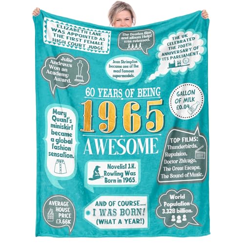60th Birthday Gifts for Women, Special 60th Birthday Gifts, Born in 1965 Blanket Gifts for Women, 60 * 50inches, 60 years old 1965 Birthday Gifts for Her