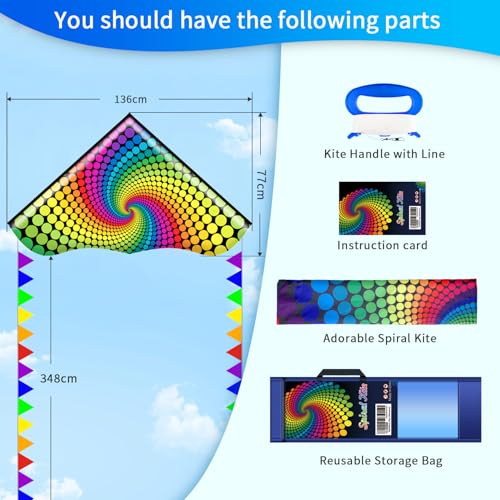 Xida Delta Kites for Kids and Adults, Large Kite Easy to Fly, Beginner Kite for Children, Multi-Colors Tails in Different Ways of Use, with Handle and String - Thumbnail 6