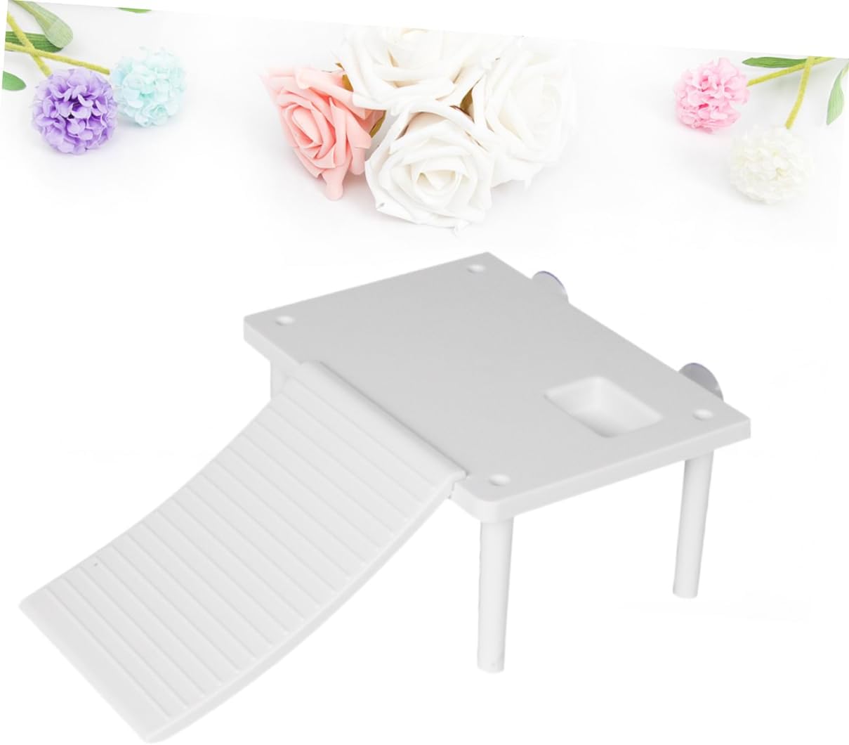 Turtle Climbing Platform for Aquarium Tank Basking and Resting | White Plastic Ornament, Easy to Clean and Feed, Suitable for Turtle Fish Tank Setups