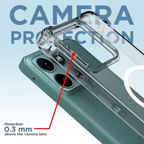 Image of Amazon Basics Back Cover for Motorola Moto Edge 70 Fusion 5G Mag-Safe Shockproof PC + TPU Protective Case Magnetic Support Bumper Case (Transparent Mag-Safe)