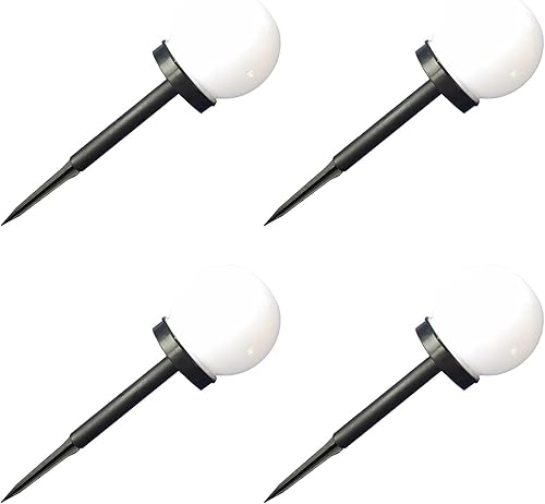 4pcs Solar Lawn Lamps Bubble Shape Warm White LED Outdoor Garden Lights Weatherproof Solar Powered Pathway Sphere Lights with Automatic Dawn Sensor