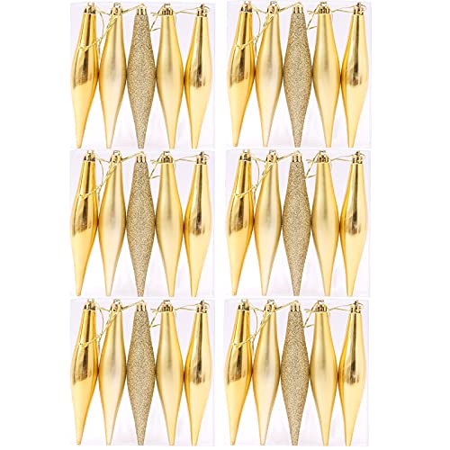 Kdkte Christmas Finial Drop Ornaments 30Pcs/6Set Shatterproof Christmas Ball Pendant Ornaments Set Ideal For Xmas Holiday Wedding Party Decoration With Reusable Hand-Help Gift Boxes (Gold) #TOP3