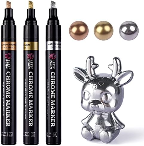 LET'S RESIN Liquid Mirror Chrome Metallic Markers, Reflective Glo...