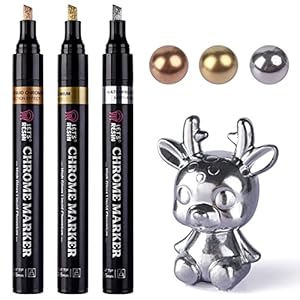 LET’S RESIN Liquid Mirror Chrome Metallic Markers, Reflective Gloss, 2-5mm Larger Application Area, 3 Colors Epoxy Resin Tools/Supplies for Coloring, Stroke, Painting, DIY Craft