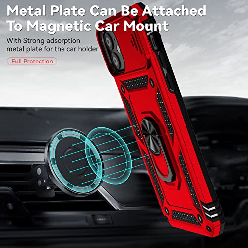 SunStory Phone Case for iPhone 11 Case with HD Screen Protector & Slide Camera Cover & Rotated Ring Kickstand, [Military-Grade] Phone Case for iPhone 11 6.1'' (Red) by SunStory - Used condition - Image 2