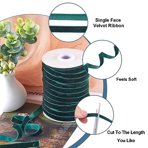 PandaHall 50 Yards Single Face Velvet Ribbon 3/8 Inch 10mm Velvet Ribbon Spool for Gift Wrapping Hair Bow Clip Sewing Wedding Decoration(Dark Green) - Image 4