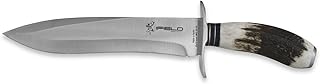 iFIELD Cuchillo de Caza Deportivo Camper EL29012, Mango asta de Ciervo, Total 37 cms, Hoja de 23,5 cms, Incluye Funda de Piel marrón, Herramienta de Camping para Pesca, Caza, Actividad Deportiva
