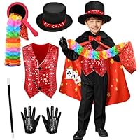 Mishopy Disfraz Mago Niño Niña con Capa Chaleco Gorro Guantes