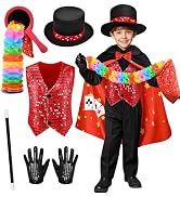 Latocos Kids Magician Costume Boys Girls Magic Kits with Vest Bag Zipper Gloves Hat Cape Wand Hal...