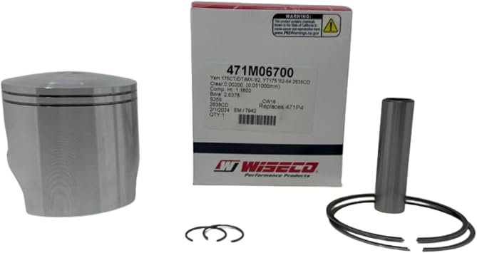 Wiseco 471M06700 Piston Kit 67.00mm Bore 1.00mm Oversize for Yamaha DT175 MX175 CT2 CT3 Dirt Bike Engine