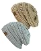 NYfashion101 Exclusive Unisex Two Tone Warm Cable Knit Thick Slouch Beanie Cap, 2 Pack - 2 Tone Taupe & 2 Tone Gray
