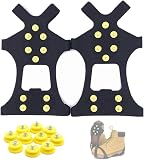 CICISTORY Crampones Ligeros Antideslizantes para Hielo y Nieve, Crampones Nieve Hielo, con 10 Puntas de Acero Inoxidable, Ideales para Senderismo, Trekking, Trail Running y Pesca en Invierno（M）