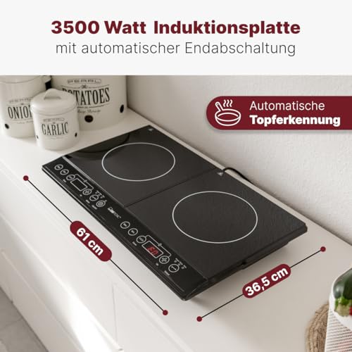 Placa doble de inducción Clatronic® | Placa de inducción con tecnología ECO-Save | Placa doble con detección automática de ollas | Placa con panel de control táctil con sensor | DKI 3609 - imagen 3