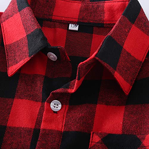 Yinggeli Boys Girls Plaid Shirts Long Sleeve Button Down Flannel Dress Shirts 2T - 8T(E001,7 Years) #TOP4