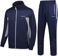 PUMPITU Men's Full Zip Tracksuit Set - Long Sleeve Athletic Sweatsuit Jacket & Pants for Running Gym Workout