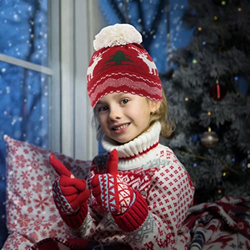 Cachecol de luvas de chapéu de inverno para crianças, Crianças Ternos de Natal com Forro Macio, Conj