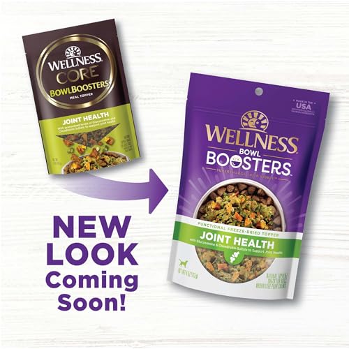 Image of Wellness Bowl Boosters Joint Health Dog Food Topper with Freeze Dried Pieces for Small, Medium, and Large Breeds, Grain Free, Natural, Chicken Recipe, 4 oz Bag