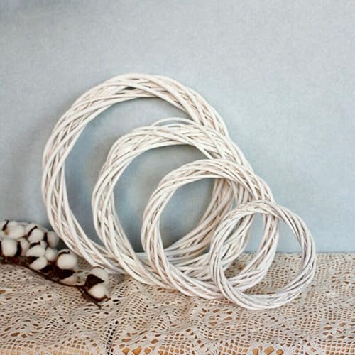 Couronne de Noël festive et vibrante en rotin - Guirlande de vigne en osier - Couronne blanche (25 cm)