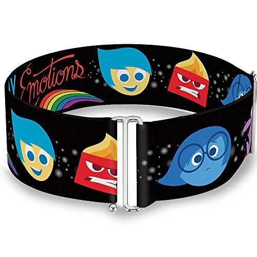 Buckle-Down Disney Belt, Cinch Belt Inside Out Emotion Expressions Every Day Is Full of Emotions, 3.0 Inch Wide, Adjustable