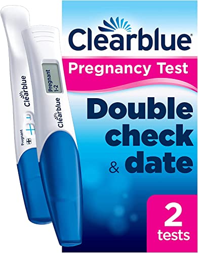 Clearblue Pregnancy Test Double-Check & Date Combo Pack, Result As Fast As 1 Minute (Visual Stick) & Tells You How Many Weeks (Digital Stick), Kit Of 2 Tests (1 Digital, 1 Visual), Packaging May Vary
