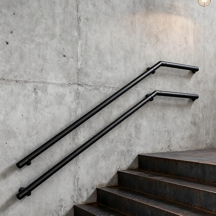 Rambarde d'escalier en métal de 130 cm avec support solide et durable