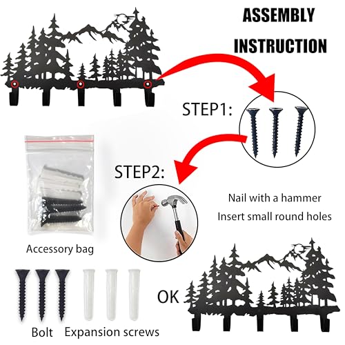 Vivicomfy VIVI-0346 Metal Tree Coat Hooks Wall Art Decor-Tree Hangers And Key Holder-Clothes Rack And Backpack Hanger-Forest Theme Hooks Sweet Home Decor thumb #6