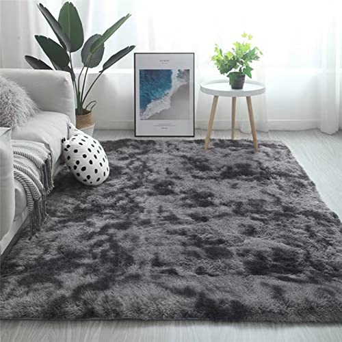 OYIMUA Hochflor Teppich 120×160 cm Anthrazit, Moderner Flauschig Teppich Wohnzimmer Kinderzimmer...