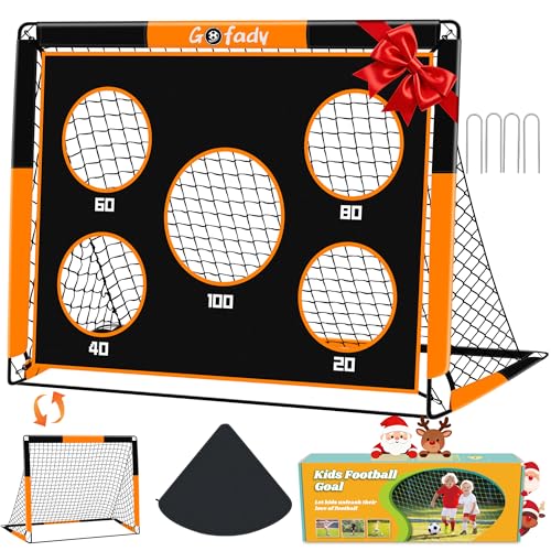Gofady 2-in-1 Fußballtor für Kinder, 150 * 120cm, Tragbares & Stabiles Fussballtore mit 5 Zielbereichen, 4 Erdanker und 1 Tragetasche, Stabil für Garten, Park, Strand Gofady 2-in-1 Fußballtor für Kinder, 150 * 120cm, Tragbares & Stabiles Fussballtore mit 5 Zielbereichen, 4 Erdanker und 1 Tragetasche, Stabil für Garten, Park, Strand