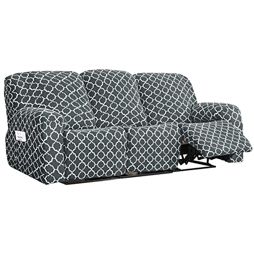 Funda para sofá jacquard elástica y protector de sofá reclinable funcional gris de 2 plazas 2